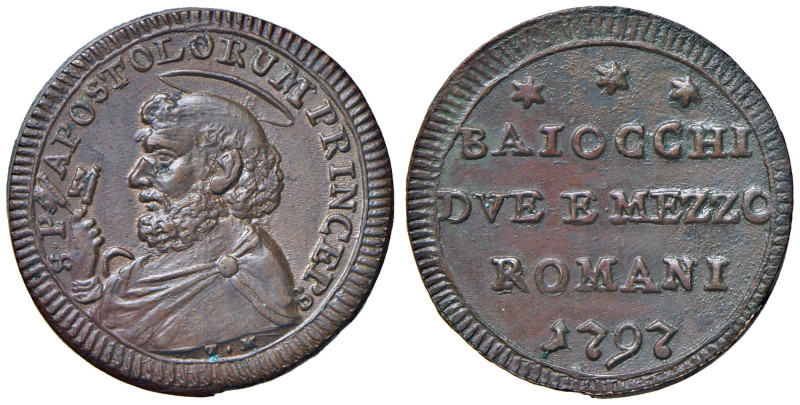Roma - Pio VI (1775-1799) Sampietrino da due baiocchi e mezzo 1797 - D/ S P APOS...