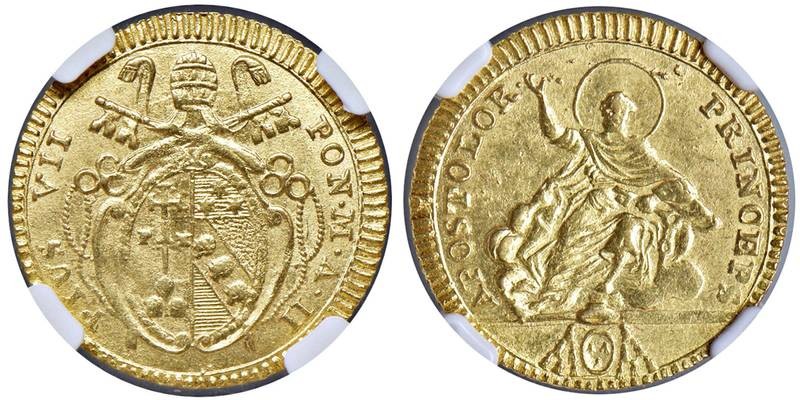 Roma - Pio VII (1800-1823) Doppia an. II - D/ PIUS VII - PON M A II, stemma oval...