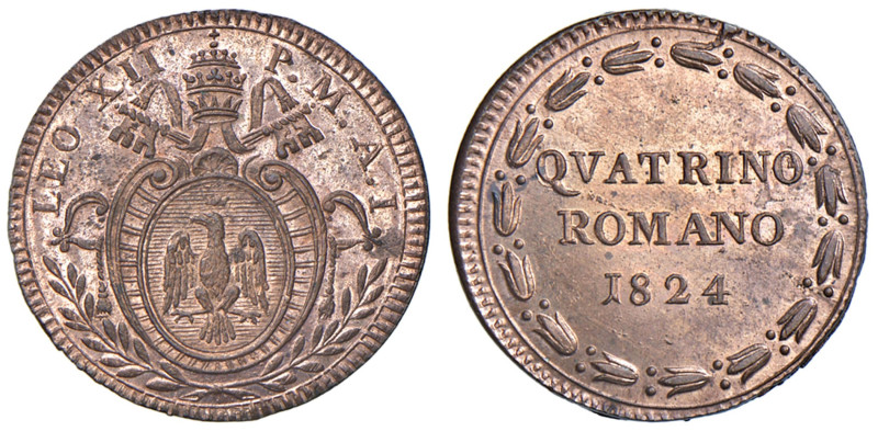 Roma - Leone XII (1823-1829) Quattrino 1824 an. I - D/ LEO XII - P M A I, stemma...