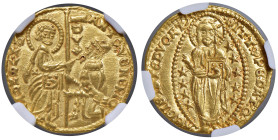 Venezia - Antonio Venier (1382-1400) Ducato - D/ ANTO VENERIO - S M VENETI, San Marco stante a sinistra porge il vessillo al doge genuflesso, lungo l'...