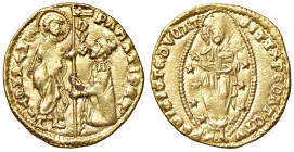 Venezia - Pasquale Malipiero (1457-1462) Ducato - D/ PA MARIPET - S M VENETI, San Marco stante a sinistra porge il vessillo al doge genuflesso, lungo ...