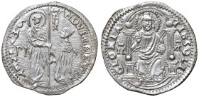 Venezia - Andrea Vendramin (1476-1478) Marcello o Mezza Lira - D/ AND VENDRAMIN - S M VENETI, San Marco in piedi a sinistra porge il vesillo al Doge g...