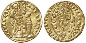 Venezia - Andrea Gritti (1523-1538) Ducato - D/ AND GRITI - S M VENETI, San Marco stante a sinistra porge il vessillo al doge genuflesso, lungo l'asta...