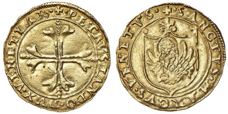 Venezia - Pietro Lando (1539-1545) Scudo - D/ PETRVS LANDO DVX VENETIAR, croce o...