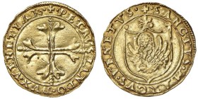 Venezia - Pietro Lando (1539-1545) Scudo - D/ PETRVS LANDO DVX VENETIAR, croce ornata e fiorita in un cerchio R/ SANCTVS MARCVS VENETVS, leone in sold...