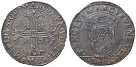 Venezia - Marino Grimani (1595-1605) Scudo della Croce da 140 Soldi - D/ MARINVS GRIMANO DVX VENET, croce ornata e fogliata; all'esergo sigla del mass...