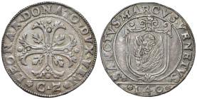 Venezia - Leonardo Donà (1606-1612) Scudo della croce da 140 Soldi - D/ LEONAR DONATO DVX VEN, croce ornata e fogliata; all'esergo sigla del massaro C...