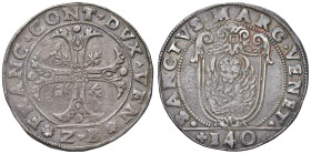 Venezia - Francesco Contarini (1623-1624) Scudo della croce da 140 Soldi - D/ FRANC CONT DVX VEN, croce ornata e fogliata; all'esergo sigla del massar...
