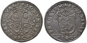 Venezia - Bertucci Valier (1656-1658) Scudo della croce da 140 Soldi - D/ BERTVC VALERIO DVX VEN, croce ornata e fogliata; all'esergo sigla del massar...