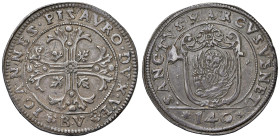 Venezia - Giovanni Pesaro (1656-1658) Scudo della croce da 140 Soldi - D/ IOANNES PISAVRO DVX VE, croce ornata e fogliata; all'esergo sigla del massar...