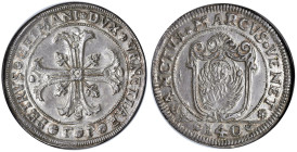 Venezia - Pietro Grimani (1741-1752) Scudo della croce da 140 Soldi - D/ PETRVS GRIMANI DVX VENETIAR, croce ornata e fogliata; all'esergo sigla del ma...