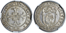 Venezia - Ludovico Manin (1789-1797) Mezzo scudo della croce da 70 Soldi - D/ LUDOV MANIN DVX VENE, croce ornata e fogliata; all'esergo sigle del mass...