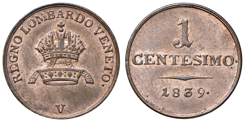 Venezia - Ferdinando I d'Asburgo Lorena (1835-1848) Centesimo 1839 - D/ REGNO LO...