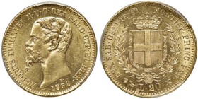 Vittorio Emanuelle II (1849-1861) 20 Lire 1858 Genova - MIR 1055r Gig. 15 Au • In slab PCGS MS 63 n. 250653.63/42558137

Status: FDC