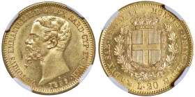 Vittorio Emanuelle II (1849-1861) 20 Lire 1859 Genova - MIR 1055t Gig. 17 Au • In slab NGC MS 62 n. 2127879-022

Status: qFDC