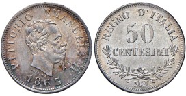 Vittorio Emanuele II (1861-1878) 50 Centesimi 1863 "Valore" Napoli - MIR 1088b Gig. 77 Ag

Status: qFDC