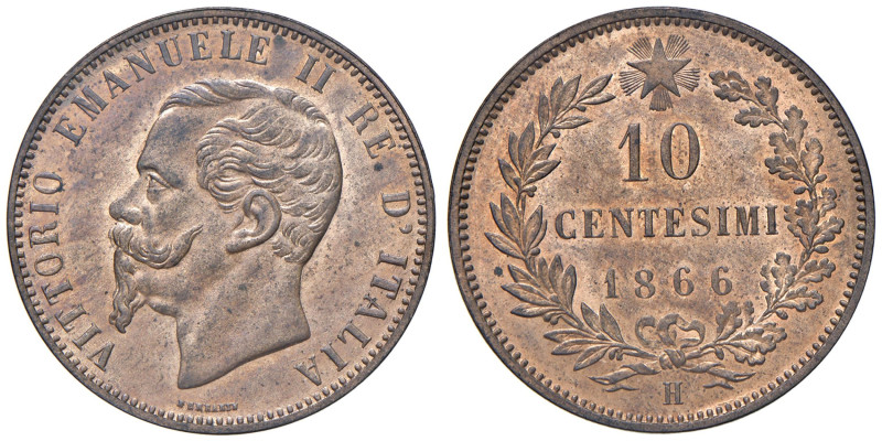 Vittorio Emanuele II (1861-1878) 10 Centesimi 1866 Birmingham - MIR 1092g Gig. 9...