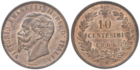 Vittorio Emanuele II (1861-1878) 10 Centesimi 1866 Birmingham - MIR 1092g Gig. 94 Cu • Conservazione eccezionale, rame rosso 

Status: FDC