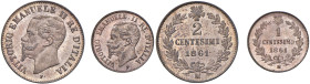 Vittorio Emanuele II (1861-1878) 2 Centesimi 1861 M, Centesimo 1861 M - MIR 1094a,1095a Gig. 107,112 Cu • Eccezionale insieme, fondi brillanti e rame ...
