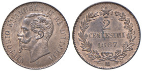 Vittorio Emanuele II (1861-1878) 2 Centesimi 1867 Milano - MIR 1094d Gig. 110 Cu 1,94 g

Status: FDC