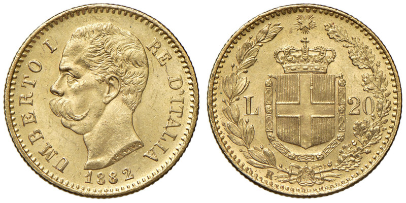 Umberto I (1878-1900) 20 Lire 1882 - MIR 1098e Gig. 12 Au 

Status: SPL-FDC