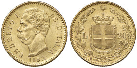 Umberto I (1878-1900) 20 Lire 1882 - MIR 1098e Gig. 12 Au 

Status: SPL-FDC