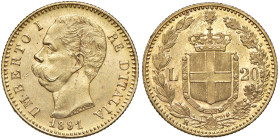 Umberto I (1878-1900) 20 Lire 1891 - MIR 1098p Gig. 20 Au 

Status: SPL-FDC