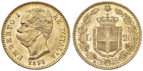 Umberto I (1878-1900) 20 Lire 1893 - MIR 1098r Gig. 21 Au • Cifra uno della data leggermente ribattuta

Status: qFDC