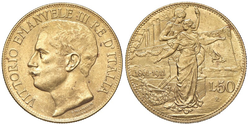 Vittorio Emanuele III (1900-1946) 50 Lire 1911 Cinquantenario - MIR 122a Gig. 19...