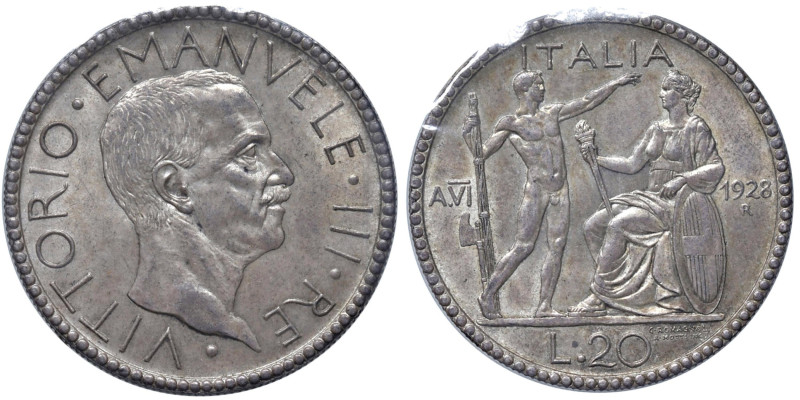 Vittorio Emanuele III (1900-1946) 20 Lire 1928 an. VI Littore - MIR 1128c Gig. 3...