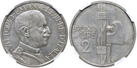 Vittorio Emanuele III (1900-1946) Buono da 2 Lire 1933 - MIR 1143k Gig. 115 Ni • Soli 50 esemplari coniati. TOP POP, miglior esemplare certificato NGC...