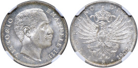 Vittorio Emanuele III (1900-1946) Lira 1902 Aquila Sabauda - MIR 1145b Gig. 128 Ag • In slab NGC MS 65+ n. 5776392-006

Status: FDC