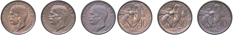 Vittorio Emanuele III (1900-1946) 10 Centesimi Ape 1921, 1927, 1934 - Gig. 230, ...