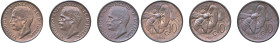 Vittorio Emanuele III (1900-1946) 10 Centesimi Ape 1921, 1927, 1934 - Gig. 230, 236, 243 Cu • Insieme di tre monete 

Status: FDC