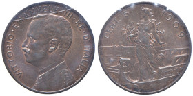 Vittorio Emanuele III (1900-1946) 5 Centesimi 1909 Italia su Prora - MIR 1163b Gig. 258 Cu NC • Sigillata Cavalire FDC rame rosso

Status: FDC