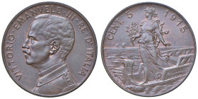 Vittorio Emanuele III (1900-1946) 5 Centesimi 1915 Italia su Prora - MIR 1163f Gig. 261 Cu

Status: qFDC