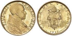 Pio XII (1939-1958) 100 Lire 1957 an. XIX - Gig. 115 Au R • Soli 2'000 esemplari coniati

Status: FDC