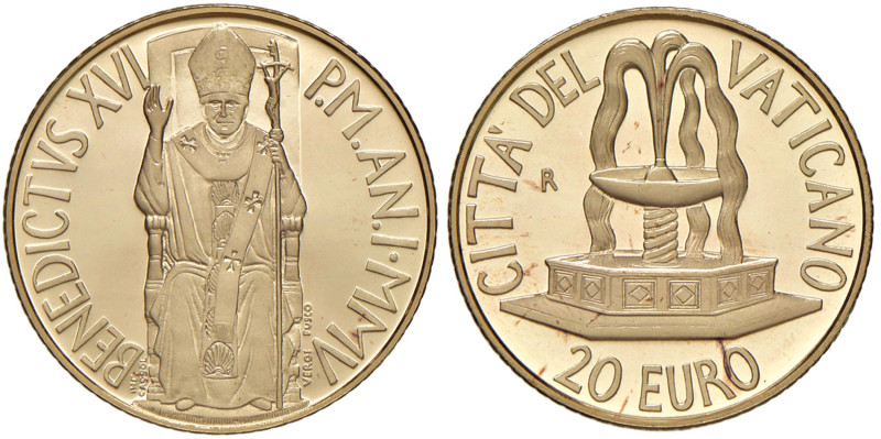 Benedetto XVI (2005-2013) 20 Euro 2005 "Battesimo di Gesù" - Au 3'046 esemplari ...