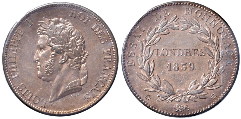 Francia - Luigi Filippo (1830-1848) Essai su modulo da 10 Centesimi 1839 "Londre...