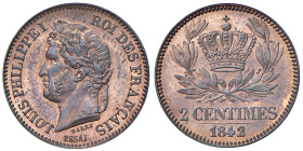 Francia - Luigi Filippo (1830-1848) 2 Centimes 1842 Essai - Mazard 1116 Ae 2,13 g

Status: FDC