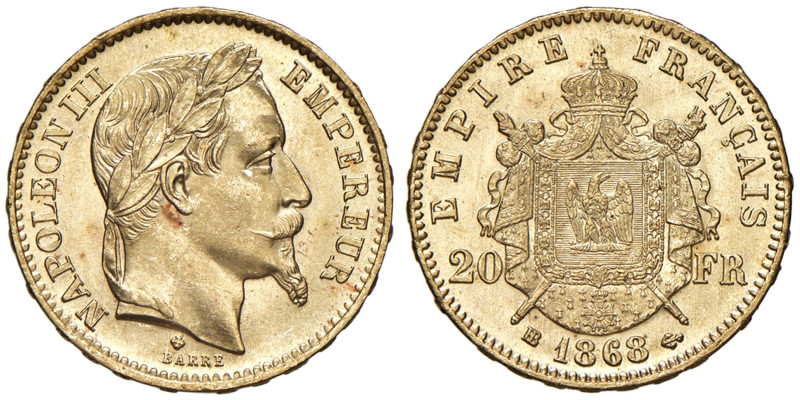 Francia - Napoleone III (1852-1870) 20 Franchi 1868 BB "Strasburgo" - KM 801.2 A...