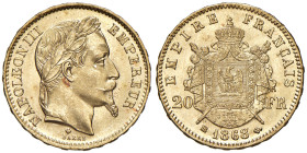 Francia - Napoleone III (1852-1870) 20 Franchi 1868 BB "Strasburgo" - KM 801.2 Au 6,45 g • Di grande freschezza con fondi lucenti, praticamente stato ...