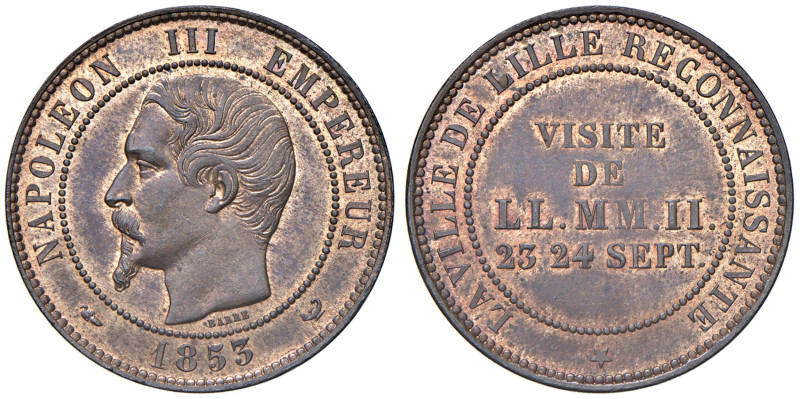 Francia - Napoleone III (1852-1870) Medaglia 1853 Dal valore di 10 Centesimi "Vi...