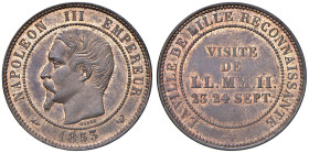 Francia - Napoleone III (1852-1870) Medaglia 1853 Dal valore di 10 Centesimi "Visità a Lille" - KM M24 Ae 10,16 g • Soli 1000 pezzi coniati

Status:...