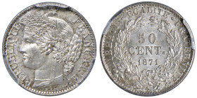 Francia - Terza Repubblica (1870-1940) 50 Centimes 1871 A "Parigi" - KM 834.1 Ag • In slab PCGS MS 64 n.151390.64/43128651

Status: FDC