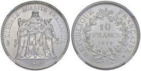 Francia - Quinta Repubblica (dal 1959) 10 Franchi 1969 - KM 932 Ag • In slab NGC MS 66 n. 6634747-034

Status: FDC