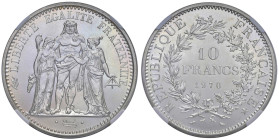 Francia - Quinta Repubblica (dal 1959) 10 Franchi 1970 - KM 932 Ag • TOP POP, miglior esemplare sigillato NGC MS 66 n. 6634747-037

Status: FDC