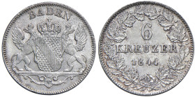 Germania - "Baden" Leopoldo I (1830-1852) 6 Kreuzer 1844 - KM 210 Mi 2,61 g

Status: SPL-FDC