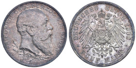 Germania - "Baden" Federico I (1852-1907) 5 Marchi 1902 Celebrativa del 50° anniversarsario del regno - KM 273 Ag 27,80 g • Magnifica patina su fondi ...