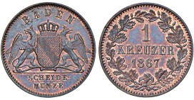 Germania - "Baden" Federico I (1852-1907) Kreuzer 1867 - KM 242 Cu 4,28 g • Conservazione eccezionale

Status: FDC